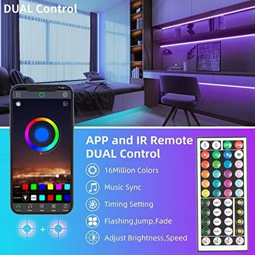 Tira De Luces Led De 30m (2 Rollos De 15m) Rgb Con Control
