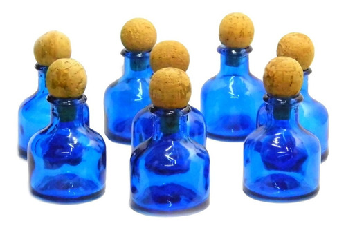 Set Botella Perfumero Multiusos Vidrio Con Tapon Corcho 8pzs