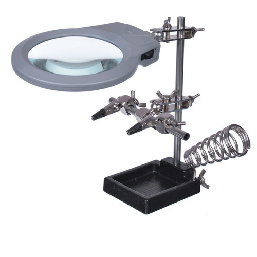 Soporte Plaqueta Lupa Luz Led Soporte Apoya Soldador Cautin