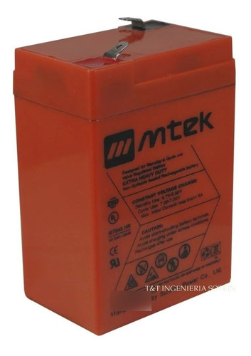 Batería Mtek 6v 4ah 20 Horas Recargable Nueva