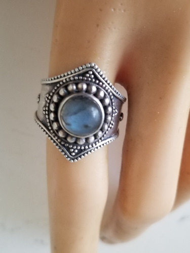 Anillo Plata Boho Piedra Lunar 1.09cm