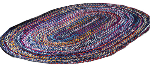 Bonita Alfombra Bohemia Trenzada A Mano Ovalada Multicolor 1.829 M 1.219 M Tejido Multicolor