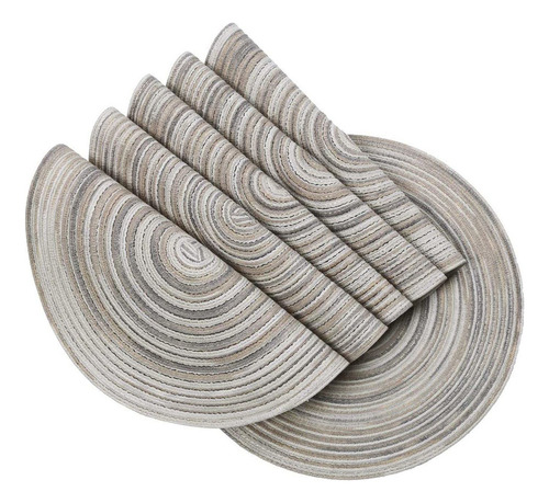 6pcs Mantel Individual Tejido Redondo Para Mesa De Comedor