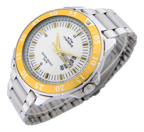 Reloj Montreal Hombre Ml1059 Doble Calendario Malla De Acero