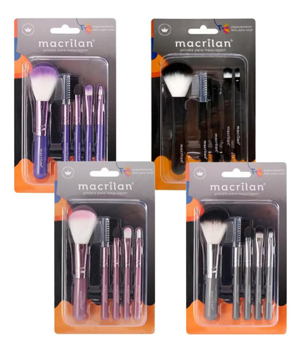 Kit Pincéis Para Maquiagem Macrilan Roxo Kp5-18