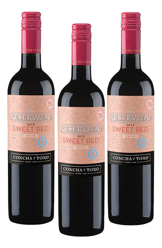 Pack De 3 Vino Tinto Reservado Concha Y Toro Sweet Red 750ml