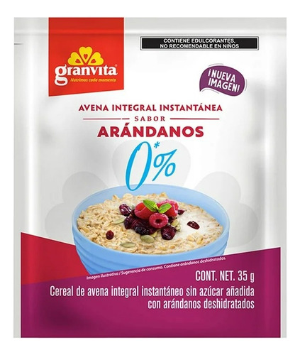 3 Pza Avena Integral Granvita Instantánea Sabor Arándanos 35