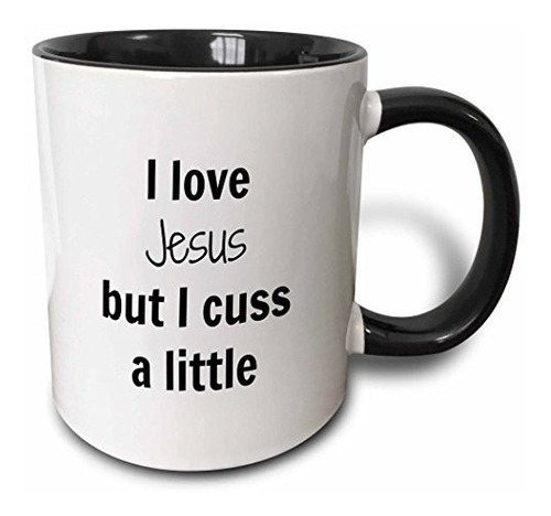 3drose I Love Jesus But I Cuss A Little  dos Tono Negro Mug