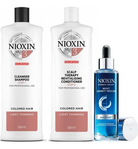 Nioxin Hair System 3 Sh + Cond 1000ml + Night Density Rescue