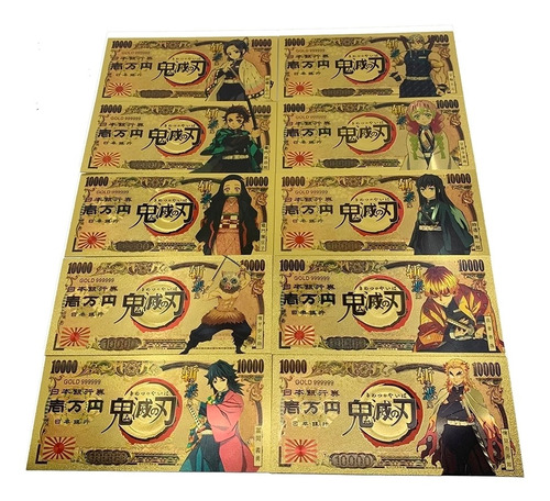 Colección 10 Billetes Kimetsu No Yaiba Tanjiro Pilares