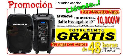 Bafle Bocina 10000w Recargable 15 Amplificado Usb Bluetooth