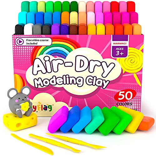 Air Dry Clay 50 Colors, Soft & Ultra Light, Modeling Cl...