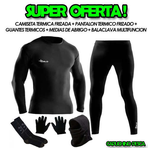 Conjunto Termico Frizado Moto + Pasamontaña Polar + Medias +