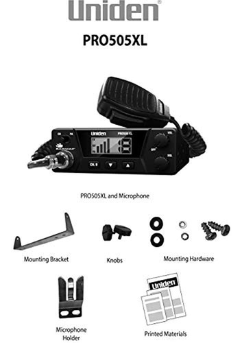 Imagen 3 de 5 de Uniden - Radio Cb De 40 Canales Pro505xl L Negro