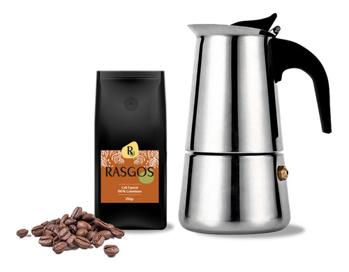 Cafetera Italiana Moka Cafe 250g Molido Kit Personal