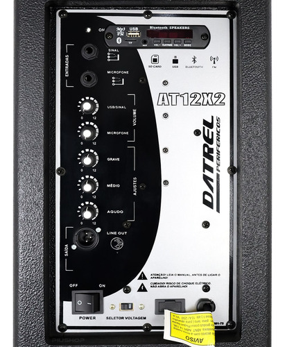 Caixa De Som Ativa Datrel At 12x2 Dupla Bluetooth Microfone