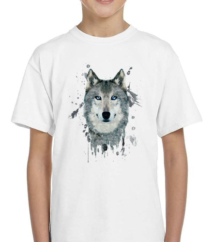 Remera De Niño Lobo Pintura Watercolor