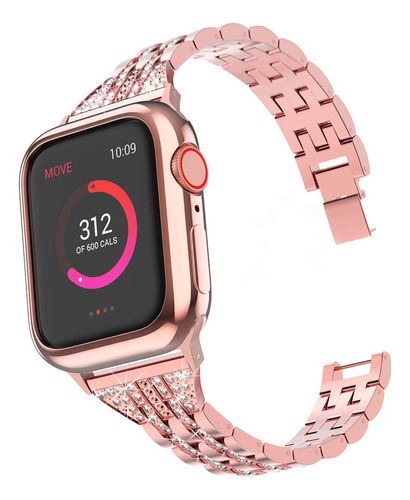 Malla De Reloj Strass P/ Apple Watch Se Serie 6 38 40mm Color Pink / Rosa