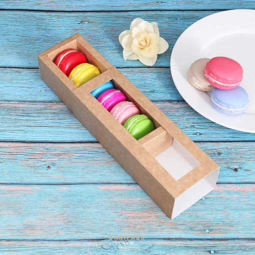 Cajas De Embalaje De Papel Para Macarrones Transparentes, 10