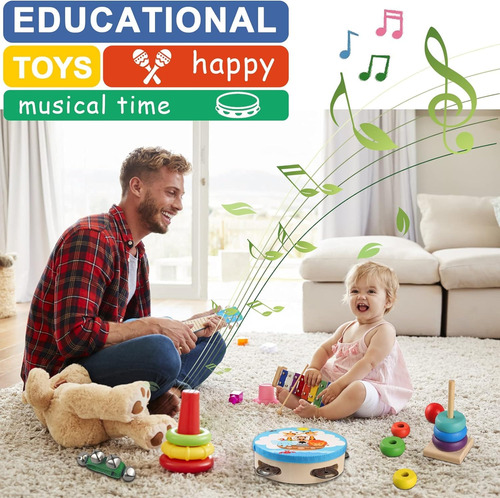 Set De Percusión De Madera Para Niños Pequeños Looikoos De M
