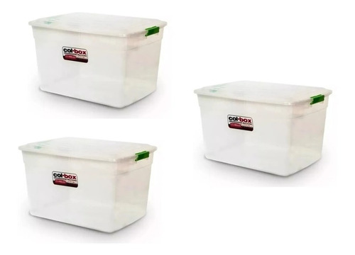 Caja Organizador Plastico Apilable Tapa Taper 34 Lts Kit X 3