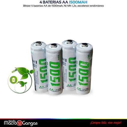 Pilas Baterias Recargables Aa 1.2v 1500mah Blíster X4