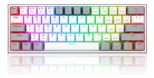 Teclado Redragon Fizz Pro, Wireless, 60%, Swred, Esp, Wh/gr