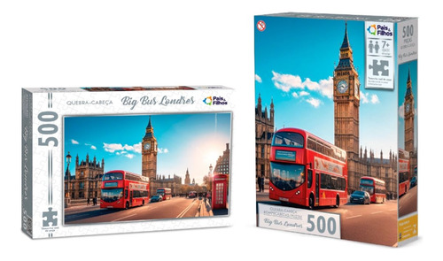 Quebra Cabeça 500 Peças Big Bus Londres Paisagem Pais&filhos