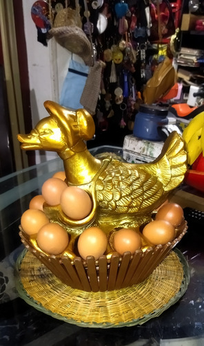 Decorativo Artesanal Gallina De Los Huevos De Oro.  Cerámica