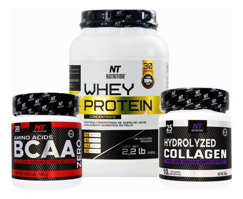 Pack Proteina Whey Aminoacidos Bcaa Colageno Nt Nutrition Proteina Chocolate Bcaa Uva Colageno Y Creatina Natural Y Colageno Natural