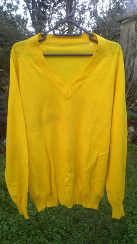 Buzo Amarillo Escote V Unisex, Talle M