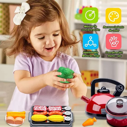 Juguetes De Cocina Belug Para Niños Utensilios Cocina Comida Rojo 61 Piezas