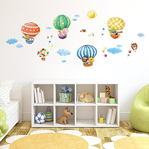 Decowall Da-1406b Animal Hot Air Balloons Ninos Tatuajes De