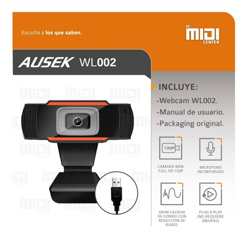 Imagen 3 de 10 de Webcam Camara Web Hd Microfono 720p Pc Zoom Ausek Wl002