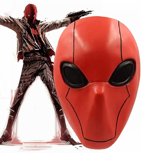 Cafele Red Hood Mask Deluxe Latex Full Head Helmet With Mesh