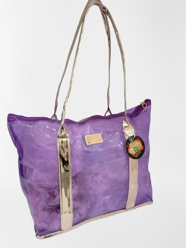 Bolsa Nécessaire Transparente Com Alça Ruby's Cor Lilás