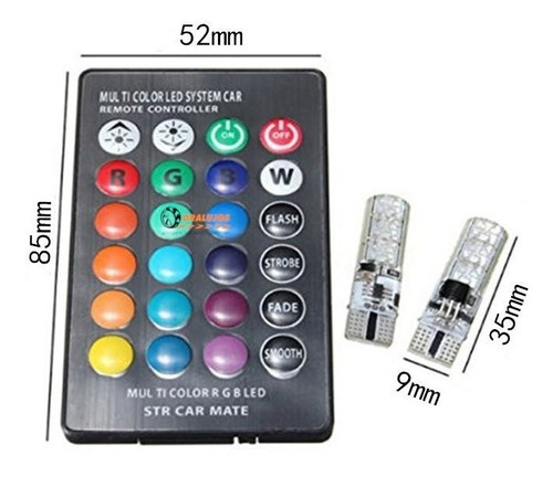 2 Bombillos Led Rgb Cocuyos T10+control Multicolo Moto/carro