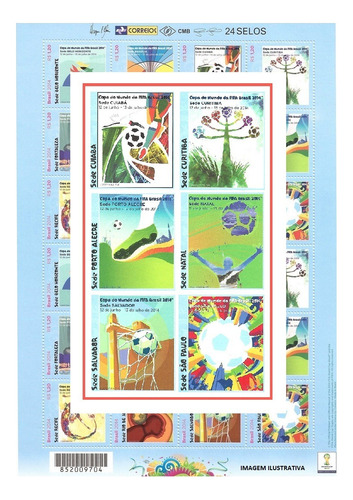 Folha Inteira Selo 3319-3330 Cidades Sede Copa Futebol 2014