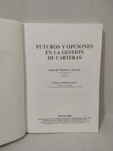 Futuros Y Opciones En La Gestión De Carteras Eduardo Martin (Usado)