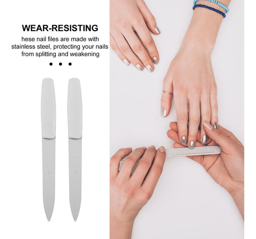 ¡ Lima Y Pulidor De Uñas De Metal De Acero Inoxidable, 6