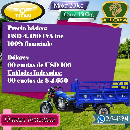 Triciclo Utilitario De Carga Titan Lion 0 Km