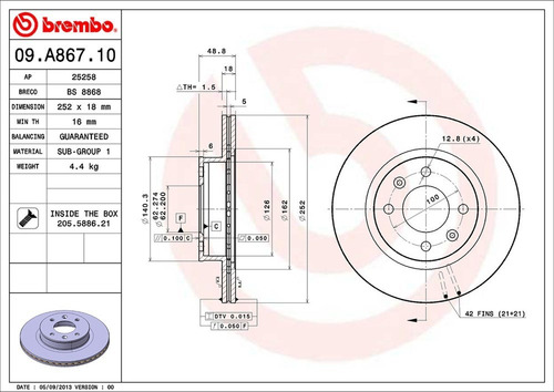 Disco Brembo Para Hyundai Grand I10 1.0. 2015 D Pza