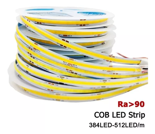 Tira de luces LED COB de alto brillo, cinta de 288 LED/M con