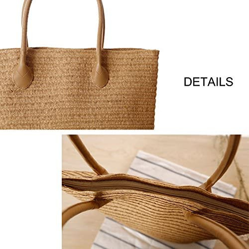 Teeya, Bolso De Mano Clásico De Paja Para Verano Y Playa Par