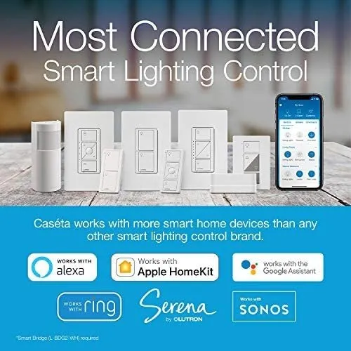 Lutron Caseta Smart Switch Kit Con Mando A Distancia | 3 Vía