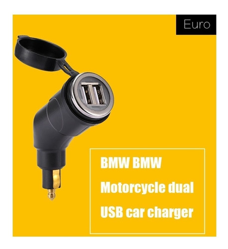Soporte Celular Moto Metal + Adaptador Toma Europea Bmw Usb