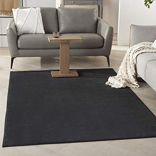 Alfombra Nourison Essentials Solido Contemporaneo Negro 5