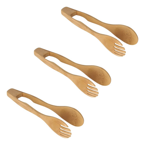 Set X 3 Pinza Para Cocina De Bambú 30 Cm Utensilio Gourmet