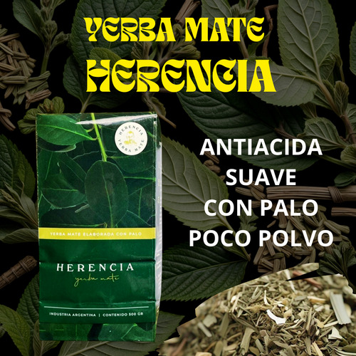 Yerba Mate Con Palo Anti Acidez Herencia Pack X 10 U