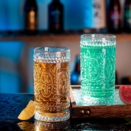 Vasos Para Beber Vintage, 6 Vasos Románticos De Vidrio, Vaso